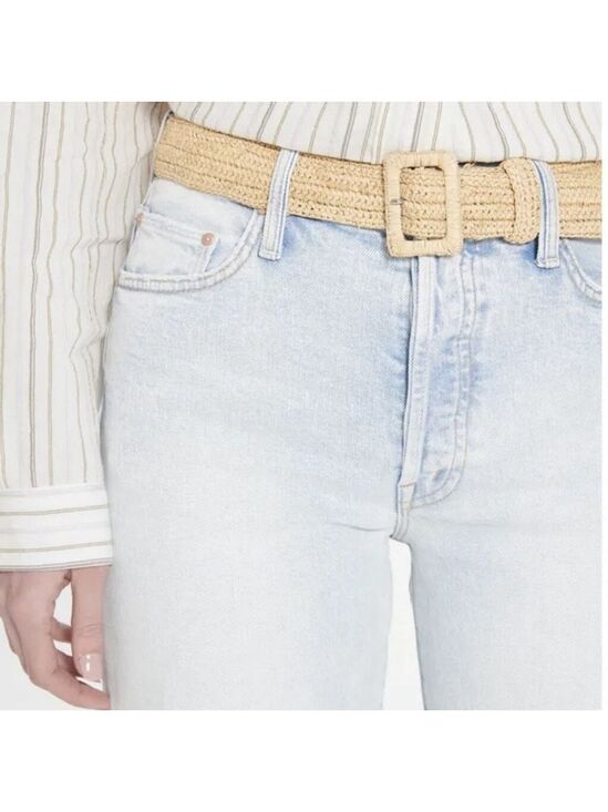 Vanessa Bruno Accessories - VANESSA BRUNO hand woven natural raffia belt classic rectangle buckle beige OS